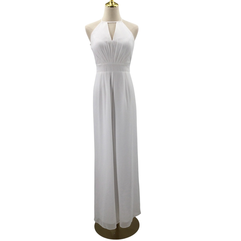 White Halter Jumpsuit with Keyhole Neckline